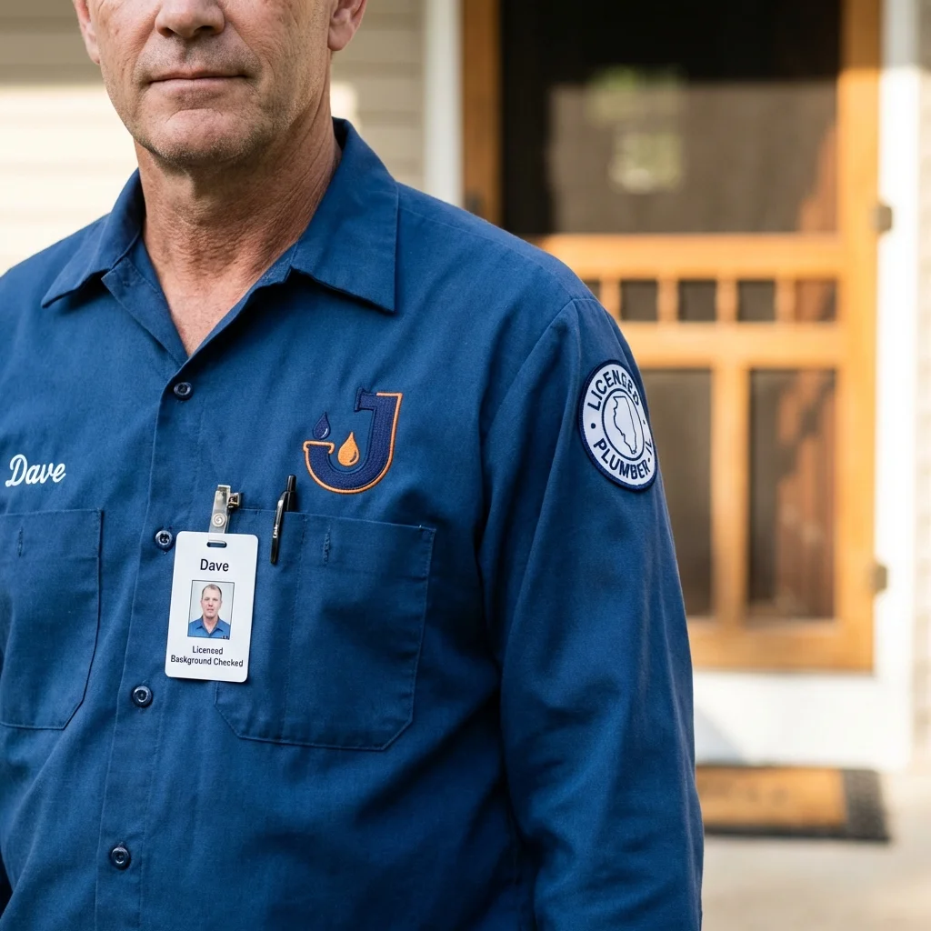 Licensed plumber showing ID badge in Bessemer, AL