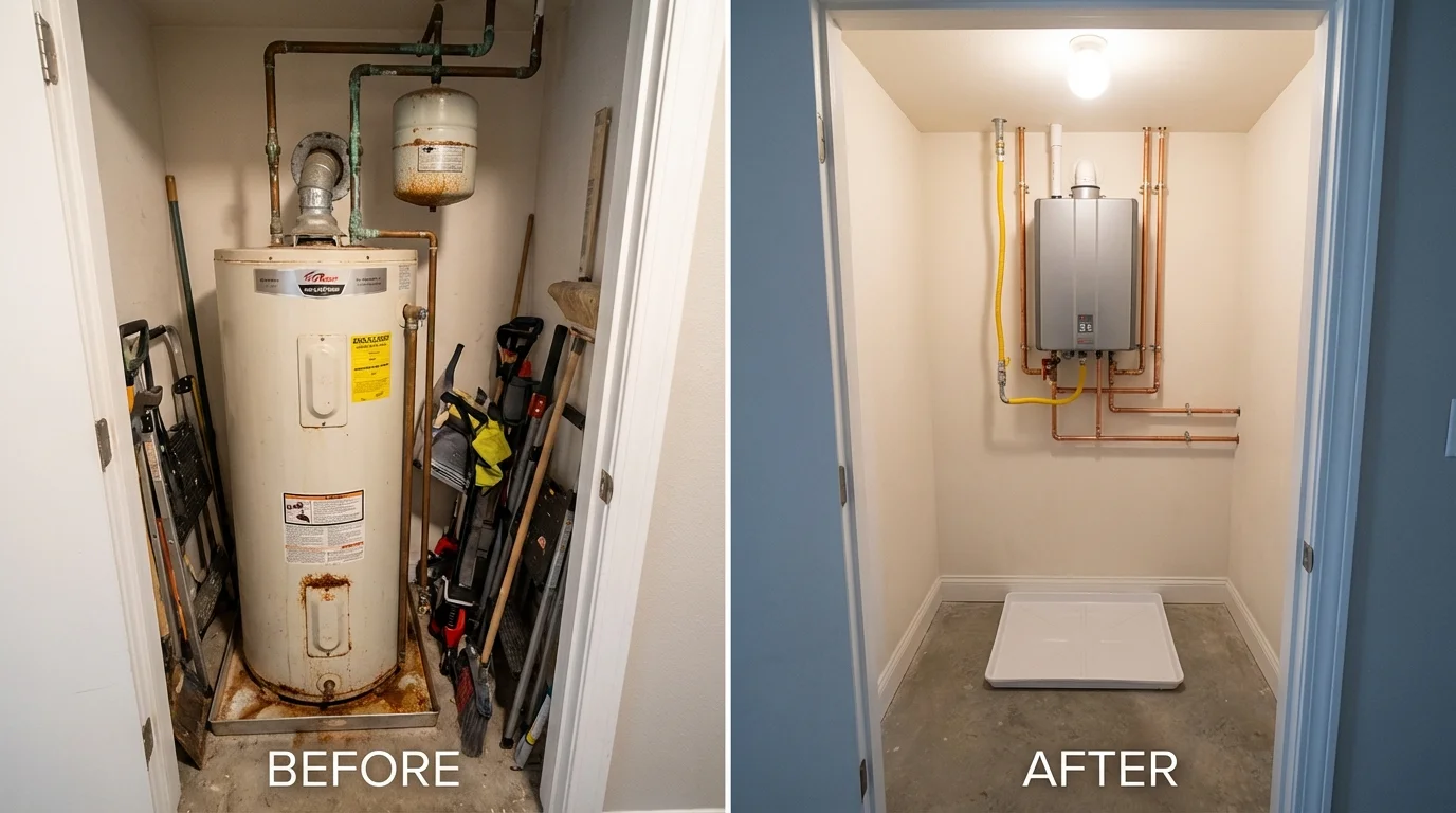 Tank water heater versus wall-mounted tankless unit comparison for Bessemer, AL homeowners